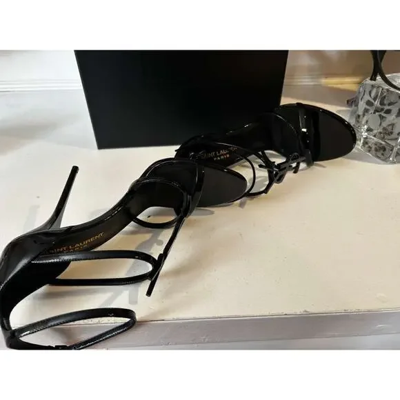 NWT Saint Laurent Cassandra 100 YSL Patent Leather Sandals Size 39.5/US 9.;5 - Picture 8 of 10